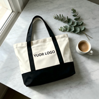Tas Tote Kanvas Blok Warna Langsung dari Pabrik dengan Logo Kustom, Banyak Kantong, Kapasitas Besar untuk Kerja, Belanja, Hadiah, dan Penggunaan Sehari-hari