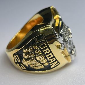Bague de championnat de <span class=keywords><strong>basketball</strong></span> FH Jordan 1997, style pop européen et américain, commémorative, nostalgique, classique, en cuivre OEM, bague de mode - Product Image 6