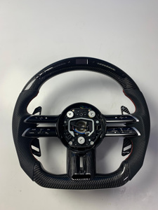Volant en cuir et fibre de carbone à 4/3 branches avec palettes de changement de vitesse Mercedes-Benz C43 Classe C W205/W213/W222 E63/G63 Sport LED - Product Image 1