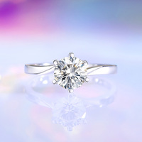 Magnifique bague de fiançailles et de mariage en argent sterling 925 avec moissanite ronde de 1 carat et six griffes pour femme