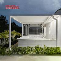 Système de toit à persiennes motorisé électrique résistant aux intempéries et stores zippés pour terrasse, patio, gazebo, pavillon, pare-soleil, pergola