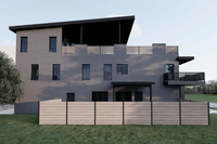 Villa de luxe en rectangle de trois étages avec balcon ouvert