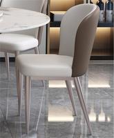 Ensemble de table à manger ronde en pierre frittée de luxe moderne avec 6 chaises en cuir, cadre en or rose, meubles pour la maison et les restaurants