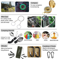 Kit de survie d'urgence populaire de 200 pièces et trousse de premiers secours d'aventure pour la pêche, le camping, les cadeaux pour homme et papa