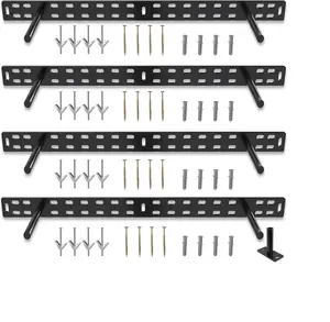 4 x 22英寸重型浮动搁板支架长壁搁板支架，隐藏式浮动搁板硬件，黑色搁板支架