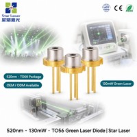 Diode laser verte OSRAM PLT5 520HB_P 520 nm 130 mW TO-56 5,6 mm monomode avec photodiode pour projection