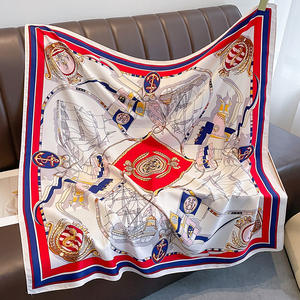 Nouvelle Écharpe Carrée Professionnelle Tendance Automne 2025 pour Femme, Motif Marin, Châle 90 cm, Style <span class=keywords><strong>Vintage</strong></span> Européen et Américain, Multifonctionnel avec Lettres - Product Image 6