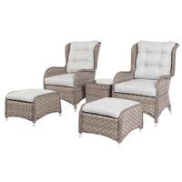 Ensemble de meubles d'extérieur Joyeleisure moderne en aluminium et rotin, 5 pièces, avec coussins, pour usage en ferme et hôtel