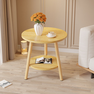 Round Coffee Table Wood Top Warm <b>White</b> Nordic Style Living Room Side Table Bedroom <b>Bedside</b> Table Minimalist Modern Tea Table - Product Image 3