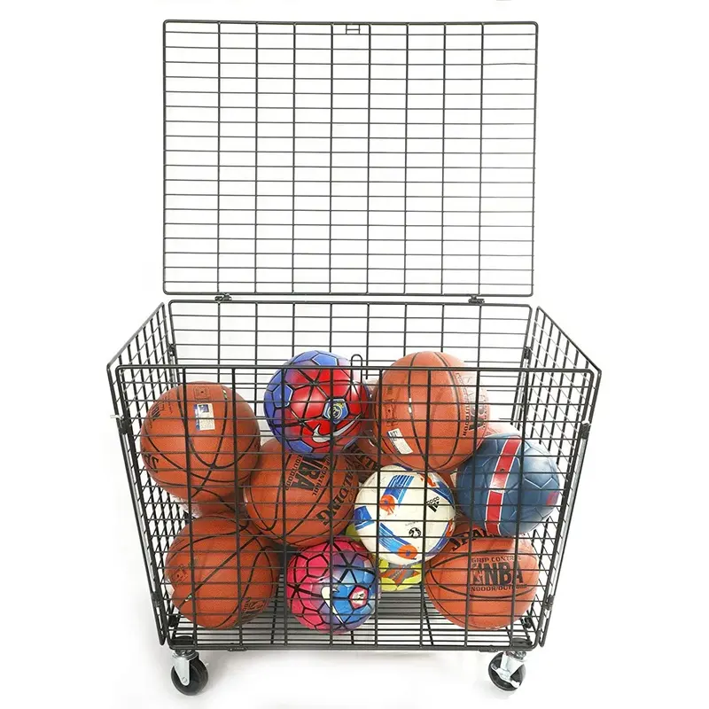 Panier de rangement pour boules de sport, Garage, organisateur pour balles de basket-Ball, avec couvercle, plusieurs coloris