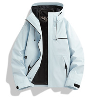 Veste softshell à capuche 3-en-1 avec fermeture éclair, imperméable et coupe-vent, chaude pour la randonnée, le cyclisme et l'escalade en plein air