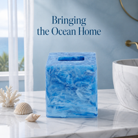 Boîte à mouchoirs en résine bleu océan avec logo personnalisé, formes multiples (carrée, rectangulaire) pour la décoration d'hôtel - Vente en gros