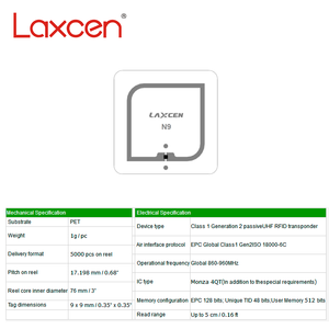 LX-N9 <span class=keywords><strong>UHF</strong></span> <span class=keywords><strong>RFID</strong></span> thụ động sticker nhỏ tag khô/ướt Inlay trống giấy cuộn cho kiểm soát truy cập thành viên Thẻ NFC thông tin liên lạc - Product Image 5