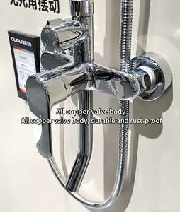 Ensemble de douche mural chromé moderne de luxe avec barre coulissante, 3 fonctions : pluie/arrêt/jet doux et jets de massage corporel - Product Image 5