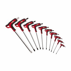 Juego de llaves hexagonales de 10 piezas con mango en T métrico y brazo largo para reparación mecánica de precisión - Product Image 1