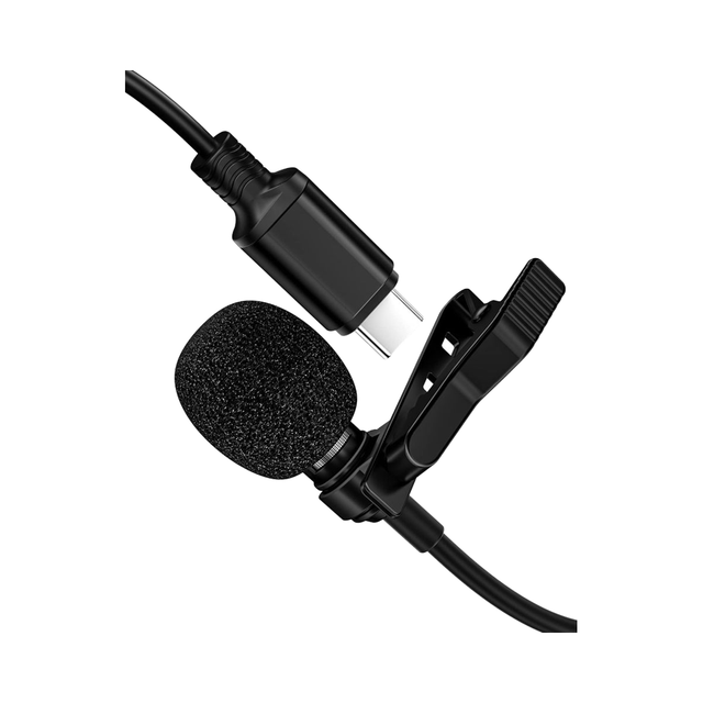 Professional USB-C 'Little Lav' Lavalier Condenser Noise Cancelling Omni-directional Clip-On Wired Mic Plastic 20Hz 120dB