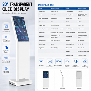 Écran OLED sur pied de 30 pouces, résolution 1080x1920, haute luminosité, écran transparent pour restaurant, magasin de détail, hôtel - Product Image 3