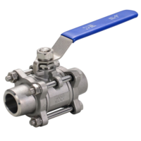 Vanne à boisseau sphérique manuelle ISO5200 en acier au carbone, corps en 3 parties, raccordement par montage sur tuyau, NPT 1/2 po, 200 PSI, OEM, Tri-Clamp B3, joint EPDM