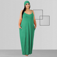 Vêtements d'été pour femmes Nouveautés Couleur unie Sling Loose Long Plus Size Robes pour femmes