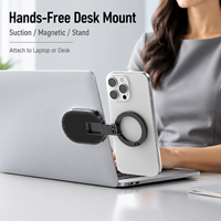 Support de téléphone magnétique 3-en-1 pour tableau de bord et bureau, pliable, rotatif, mini support à ventouse, fixation magnétique double face