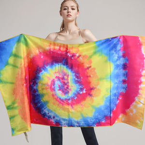 Serviette de bain double face en polaire à séchage rapide, grande taille 80*160, universelle, absorbante, <span class=keywords><strong>avec</strong></span> boucle élastique, imprimée, pour la plage, été - Product Image 1