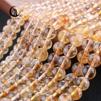 Vente en gros de perles de citrine de 6/8/10 mm, niveau 1, pierre naturelle, pierre de quartz jaune, pour la fabrication de bracelets