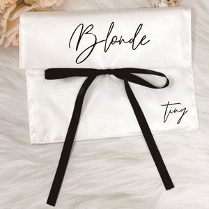 Pochette de luxe en satin de soie personnalisée avec logo, pour extensions capillaires, cosmétiques, rangement de perruques et sacs cadeaux - Product Image 5
