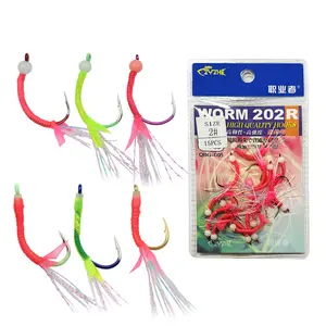 CLEARANCE Sabiki Rig Red Feather & Fish Skin 6 hooks Saltwater String Hook  Bait