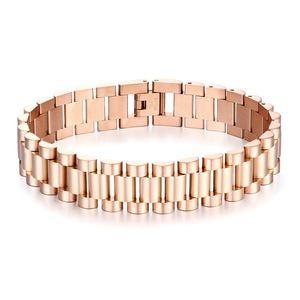 Bracelet vintage ajustable en acier inoxydable plaqué or avec logo personnalisé magnétique - Product Image 4