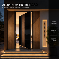 Porte d'entrée moderne en alliage d'aluminium, robuste, étanche, à ouverture battante, taille et couleur personnalisées pour les portes extérieures de villas et de maisons