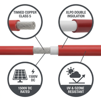 Câble solaire photovoltaïque DC 1,5 kV 4 6 10 mm² en cuivre étamé EN 50618 certifié TUV sans halogène pour extension de panneaux solaires
