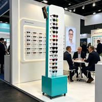 Présentoir à lunettes autoportant avec armoire verrouillable et roulettes, support d'affichage personnalisé pour magasin de détail