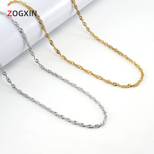 Gold Water Wave Chain Necklace 455cm Geometric Design Leisure Gift Jewelry - Product Image 3