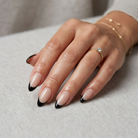 Faux ongles à presser OEM tendance en gros, ongles en acrylique pré-dessinés à couverture complète, fournitures d'ongles en forme d'amande, papillon, stiletto, avec colle