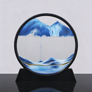 Custom Logo 3D Moving Sand Art Picture Round Glass <b>Deep</b> Sea Quicksand Craft Gift Liquid Hourglass Flowing Sand Painting - Product Image 5
