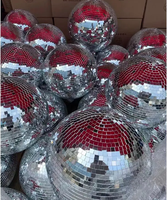 Boule à facettes en verre de haute qualité pour DJ, scène de club, 8 à 72 pouces, argent, vert, rouge, impression UV, paillettes, fête de Noël, discothèque