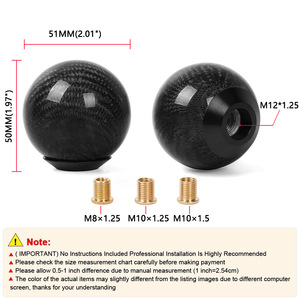 Carbon Fiber <b>Shift</b> <b>Knob</b> Round Gear Lever Automatic Car Modification Accessory Black Lightweight SFN031 - Product Image 2