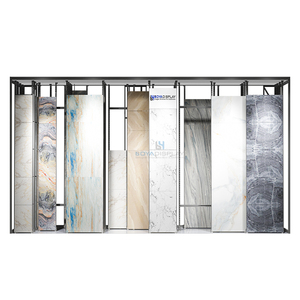 Customized Design Size Metal Slab Stone Display Rack Large Ceramic Tile Stone Display Stand For Showroom