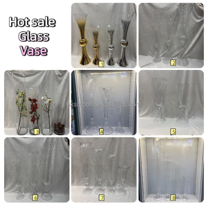 Vase en verre transparent élégant et raffiné de 35 pouces et 30 pouces, grand support floral pour centre de table de mariage - Product Image 6
