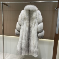 Manteau long en fourrure de renard naturelle Golden Island pour femmes, col large, véritable fourrure de renard, épais, chaud, luxueux, vêtement d'hiver en fourrure
