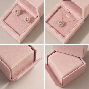 Zebopak Blush Pink Velvet Jewelry Box Set with <b>Ring</b> Earring Necklace Bracelet <b>Storage</b> Case Small Jewelry Boxes Bulk Supplier - Product Image 3