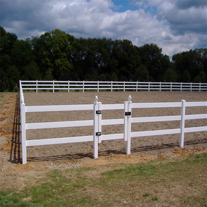 Cerca de caballo de PVC de vinilo de plástico de 3 rieles resistente a los rayos UV de fácil montaje, cerca de caballo de rancho con revestimiento de vinilo de plástico de PVC barato - Product Image 4
