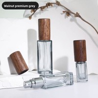 Flacon de parfum en verre gris de haute qualité, carré, personnalisable, 3 ml/5 ml/10 ml, avec couvercle en noyer noir