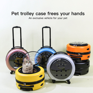 À la mode Portable Oxford Pet Trolley Case Sac À Dos Respirant Solide Motif Espace Capsule Conception Transparent Bagages Zipper - Product Image 2