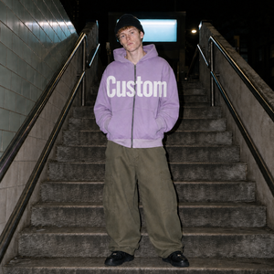 Sudadera con capucha y cremallera para hombre, estilo oversize, con estampado streetwear, de algodón French Terry, con efecto acid wash. - Product Image 1