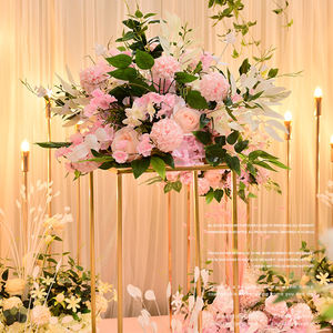 ของตกแต่งงานแต่งงานแบบใหม่ ผ้าไหมสำหรับตกแต่งโต๊ะ  ดอกกุหลาบสีชมพูทรงกลม - Product Image 2