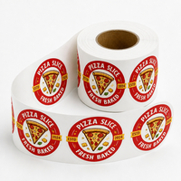 Autocollant en vinyle personnalisé pour sceller les pizzas, découpé sur mesure, adhésif, pour boîte d'emballage alimentaire avec logo d'entreprise, impression vintage