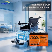 Batterie pour fauteuil roulant 36V100AH 3.6KWh LiFePO4, cellule de batterie haute efficacité, charge rapide pour scooter, aide à la mobilité, CE RoHS UL FCC