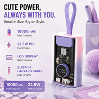 Cadeau personnalisé, batterie externe transparente Cyber Tech 10000mAh, tendance 2026, charge rapide PD 22,5W, type-C, écran LCD, portable, vente en gros