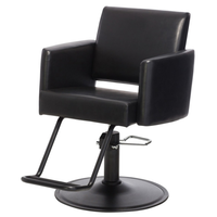 Chaise de coiffure réglable de luxe en cuir noir pour salon de beauté